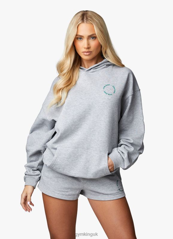 Gym King Recharge Oversized Hood Light Grey Marl Women Clothing J2PFB621