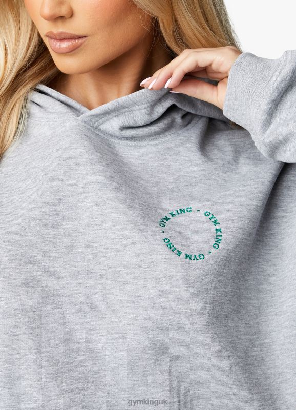 Gym King Recharge Oversized Hood Light Grey Marl Women Clothing J2PFB621