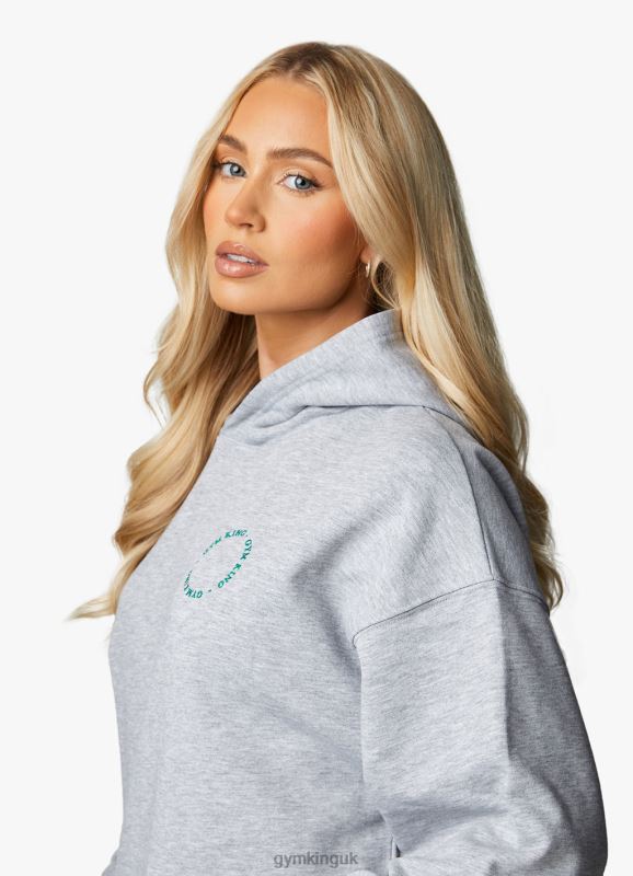 Gym King Recharge Oversized Hood Light Grey Marl Women Clothing J2PFB621