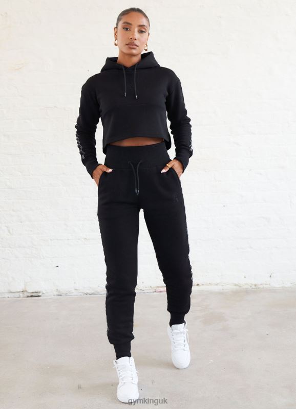 Gym King Results Tape Sky Crop Hood Black Women Clothing J2PFB624