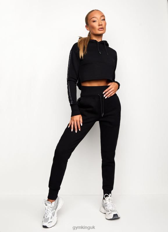 Gym King Results Tape Sky Crop Hood Black Women Clothing J2PFB624