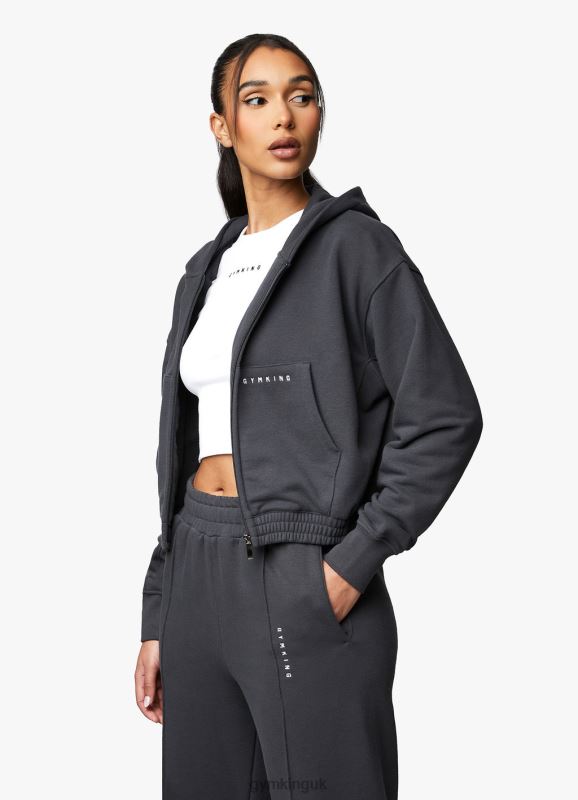 Gym King Shadow Loopback FZ Hood Dark Pewter Women Clothing J2PFB615