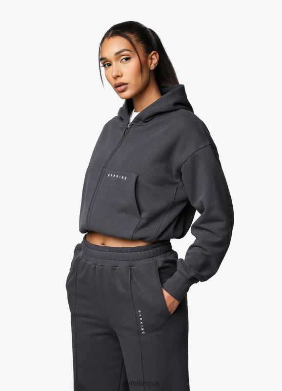 Gym King Shadow Loopback FZ Hood Dark Pewter Women Clothing J2PFB615