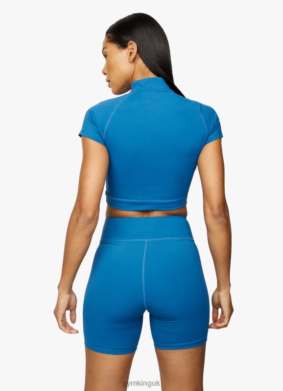 Gym KingStamina 1/4 Zip Crop Tee Blue Sapphire/Lime Women Clothing J2PFB458