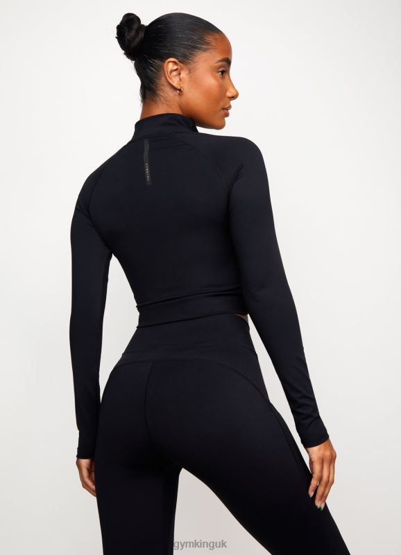 Gym King 1/4 Zip Funnel Black/Rose Gold Women Clothing J2PFB472