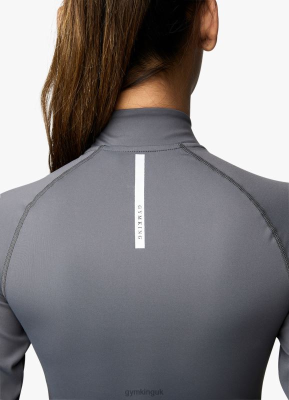 Gym King 1/4 Zip Funnel Dark Grey/Silver Women Clothing J2PFB473