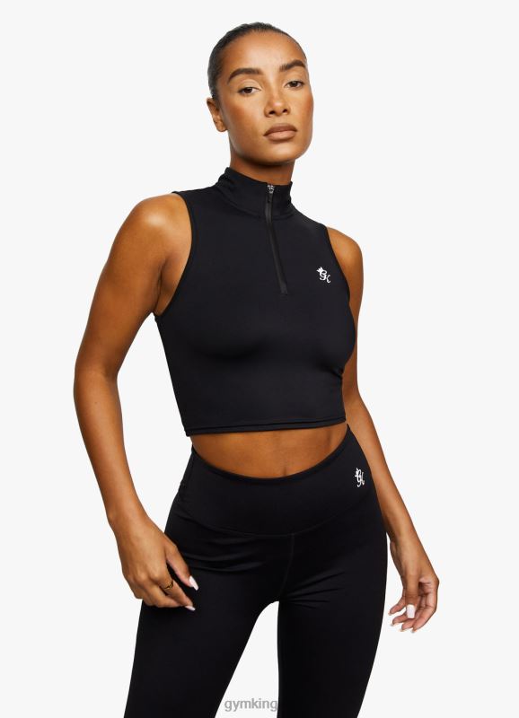 Gym King 365 1/4 Zip Tank Black Women Clothing J2PFB454