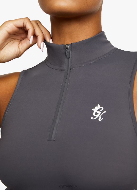 Gym King 365 1/4 Zip Tank Graphite Women Clothing J2PFB453