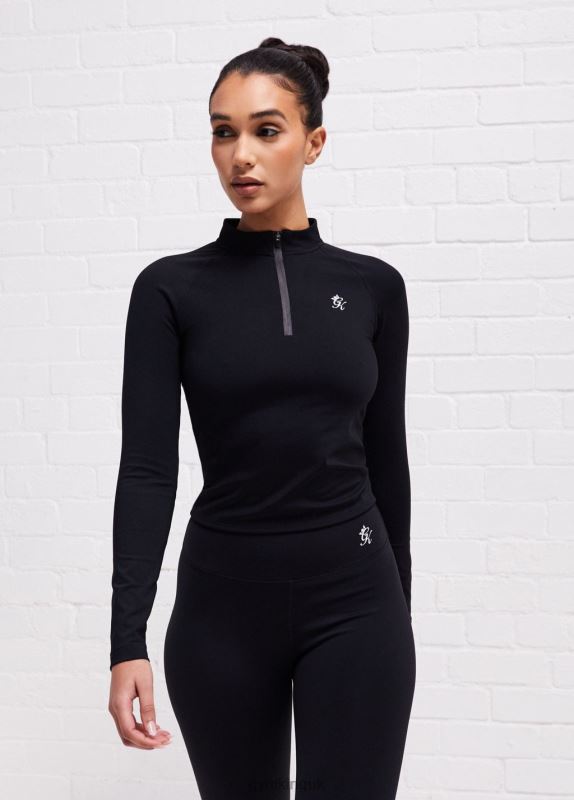 Gym King 365 LS 1/4 Zip Black Women Clothing J2PFB433