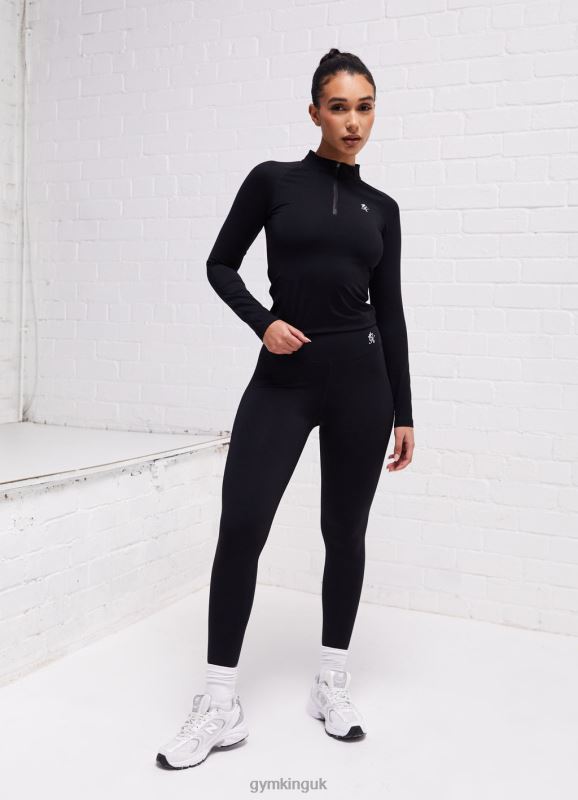 Gym King 365 LS 1/4 Zip Black Women Clothing J2PFB433