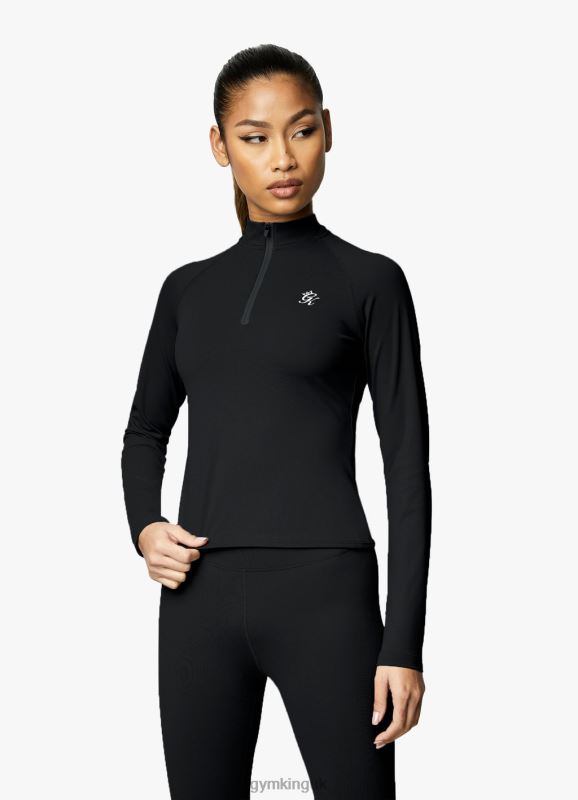 Gym King 365 LS 1/4 Zip Black Women Clothing J2PFB433