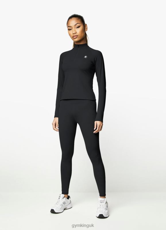 Gym King 365 LS 1/4 Zip Black Women Clothing J2PFB433