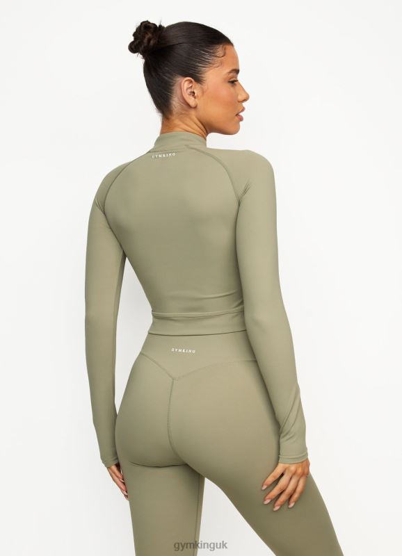 Gym King 365 Long Sleeve 1/4 Zip Pale Olive Women Clothing J2PFB480