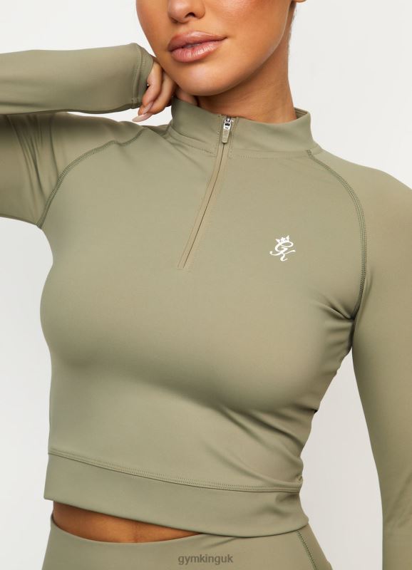 Gym King 365 Long Sleeve 1/4 Zip Pale Olive Women Clothing J2PFB480
