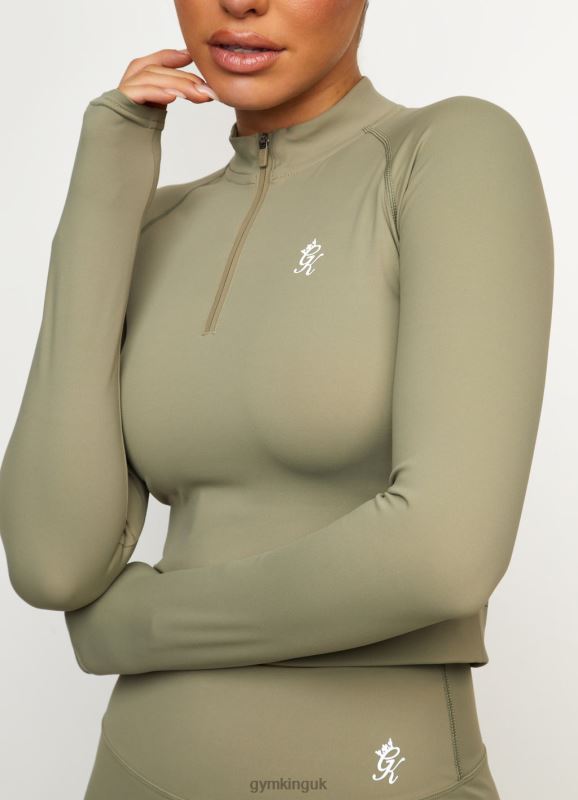Gym King 365 Long Sleeve 1/4 Zip Pale Olive Women Clothing J2PFB480