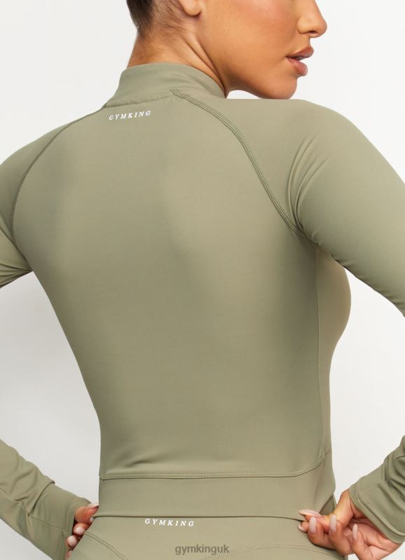 Gym King 365 Long Sleeve 1/4 Zip Pale Olive Women Clothing J2PFB480