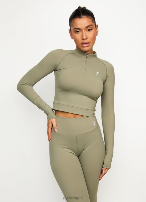 Gym King 365 Long Sleeve 1/4 Zip Pale Olive Women Clothing J2PFB480