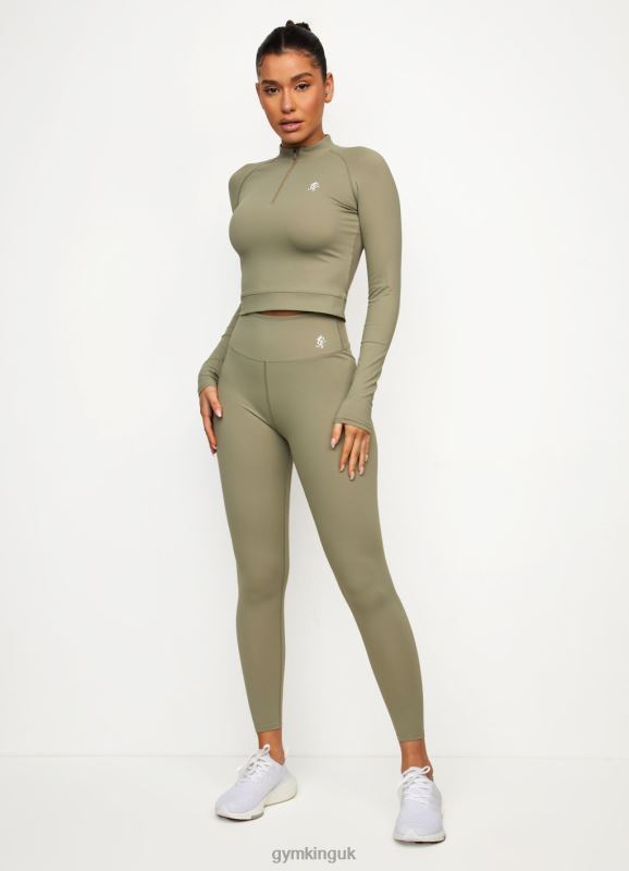 Gym King 365 Long Sleeve 1/4 Zip Pale Olive Women Clothing J2PFB480