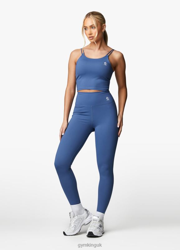 Gym King 365 Longline Tank Sports Bra Blue Steel Women Clothing J2PFB424