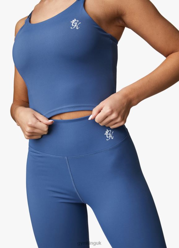 Gym King 365 Longline Tank Sports Bra Blue Steel Women Clothing J2PFB424