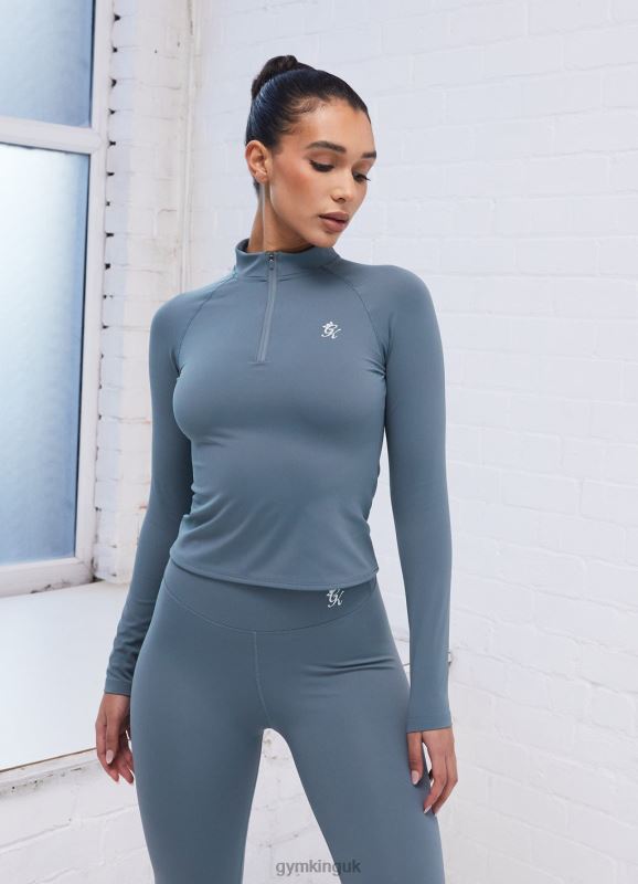 Gym King 365 Ls 1/4 Zip Petrol Blue Women Clothing J2PFB436