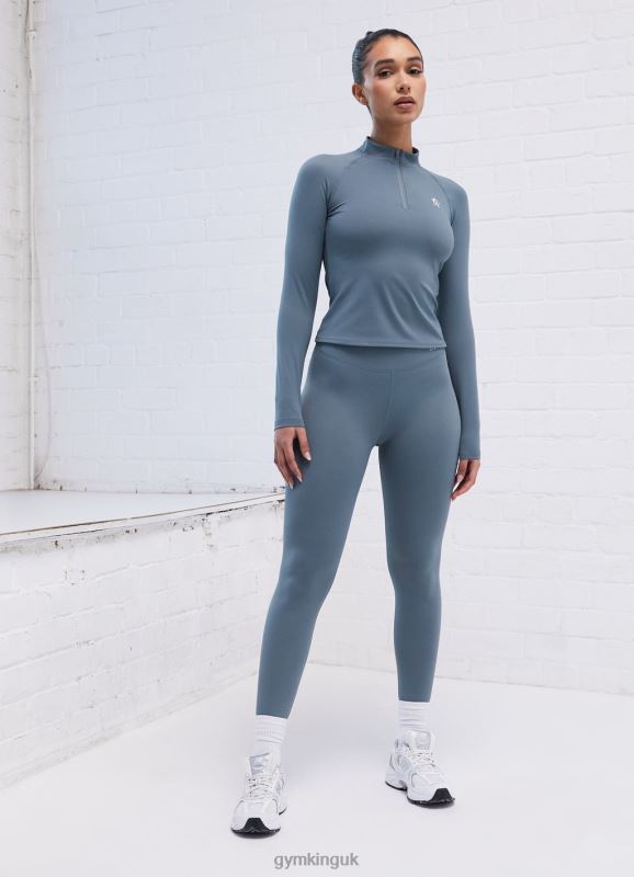 Gym King 365 Ls 1/4 Zip Petrol Blue Women Clothing J2PFB436