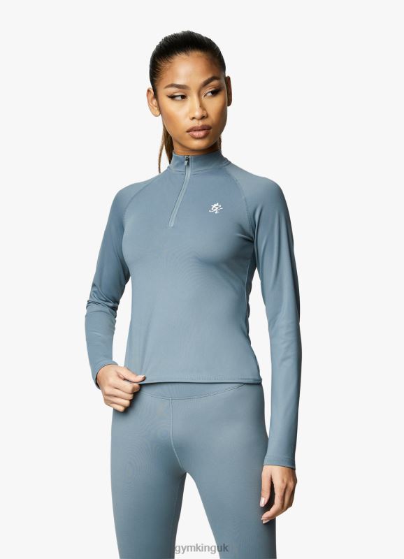 Gym King 365 Ls 1/4 Zip Petrol Blue Women Clothing J2PFB436