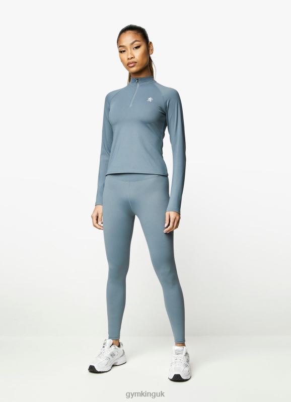 Gym King 365 Ls 1/4 Zip Petrol Blue Women Clothing J2PFB436
