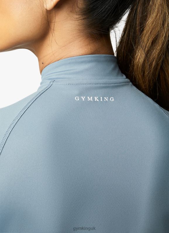 Gym King 365 Ls 1/4 Zip Petrol Blue Women Clothing J2PFB436