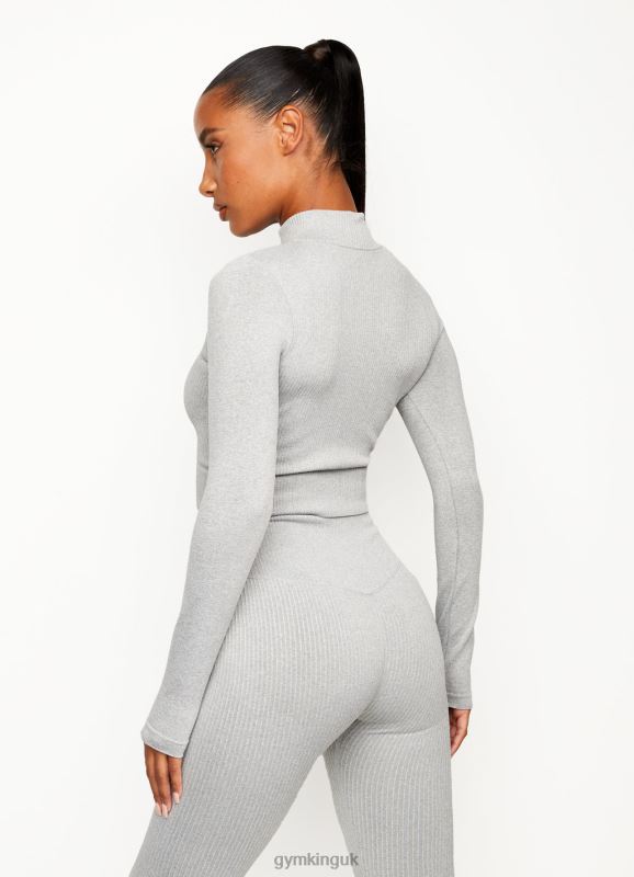 Gym King Balance 1/4 Zip Mid Grey Marl Women Clothing J2PFB489