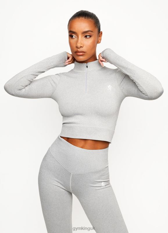 Gym King Balance 1/4 Zip Mid Grey Marl Women Clothing J2PFB489