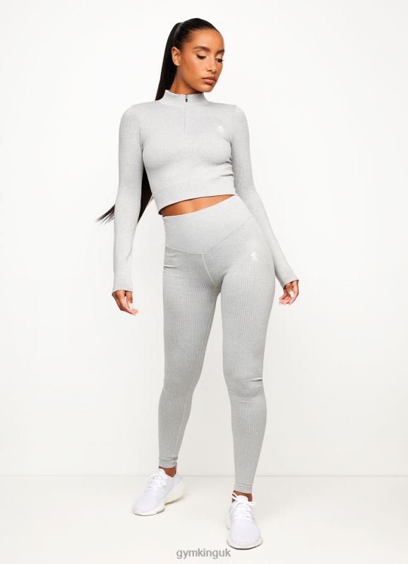 Gym King Balance 1/4 Zip Mid Grey Marl Women Clothing J2PFB489