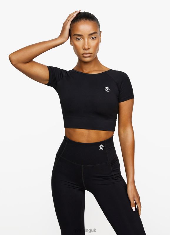 Gym King Dominate Cap Sleeve Crop Tee Black Women Clothing J2PFB461