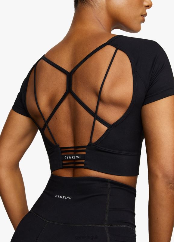 Gym King Dominate Cap Sleeve Crop Tee Black Women Clothing J2PFB461