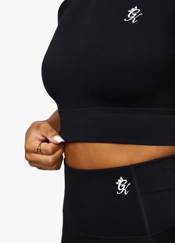 Gym King Dominate Cap Sleeve Crop Tee Black Women Clothing J2PFB461