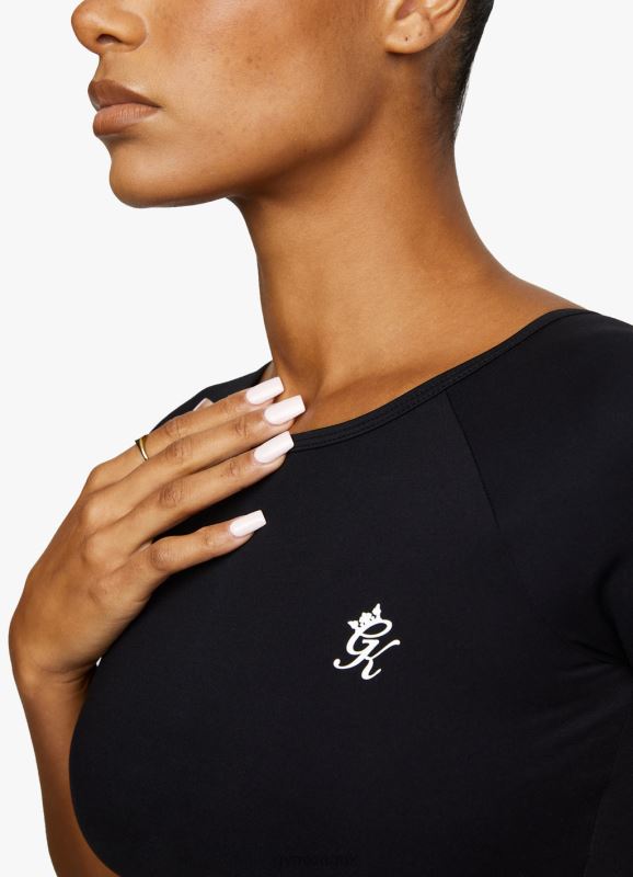 Gym King Dominate Cap Sleeve Crop Tee Black Women Clothing J2PFB461