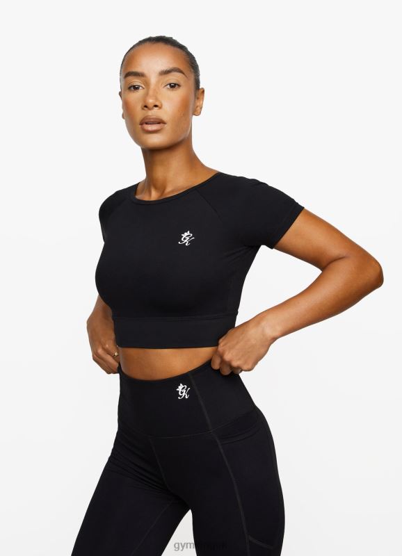 Gym King Dominate Cap Sleeve Crop Tee Black Women Clothing J2PFB461