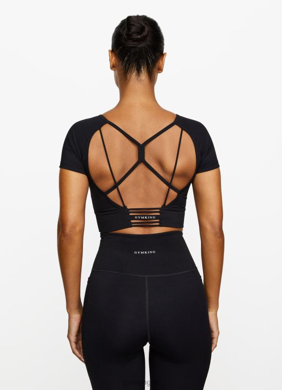 Gym King Dominate Cap Sleeve Crop Tee Black Women Clothing J2PFB461