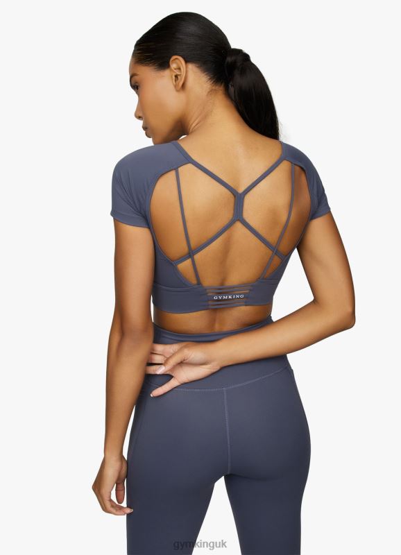 Gym King Dominate Cap Sleeve Crop Tee Deep Navy Women Clothing J2PFB447