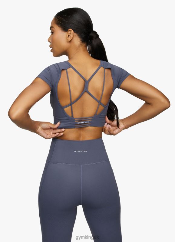 Gym King Dominate Cap Sleeve Crop Tee Deep Navy Women Clothing J2PFB447