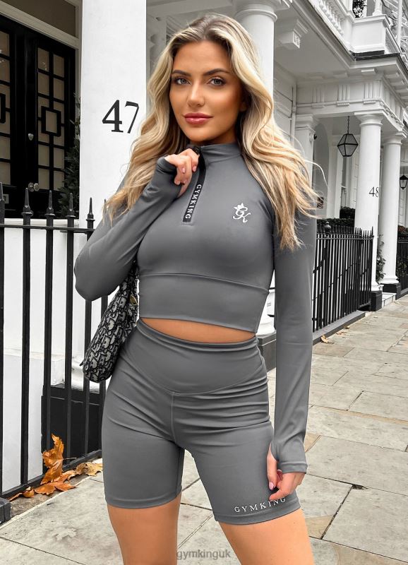 Gym King Dynamic Ls Crop Steel Grey Women Clothing J2PFB483