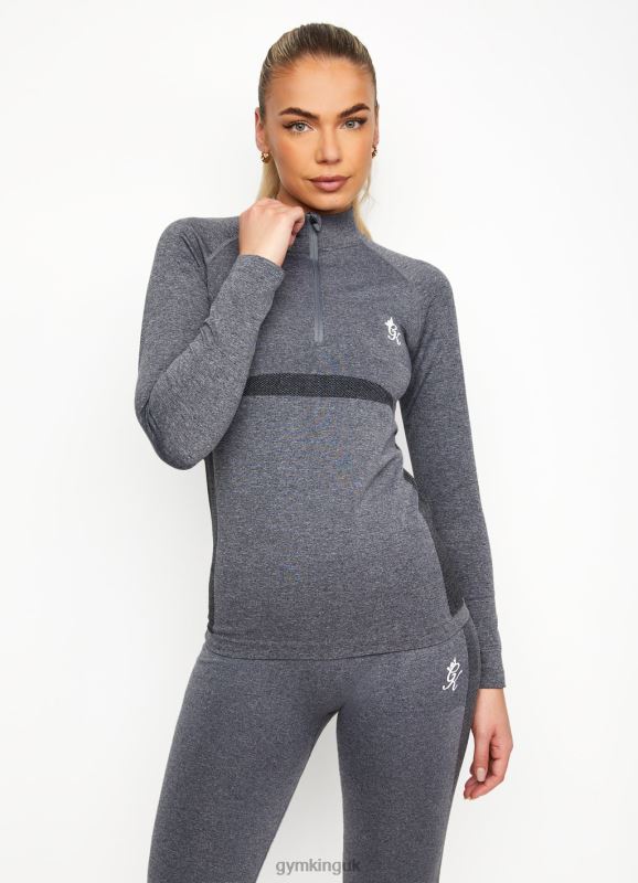 Gym King Energy 1/4 Zip Funnel Mid Grey Marl Women Clothing J2PFB475