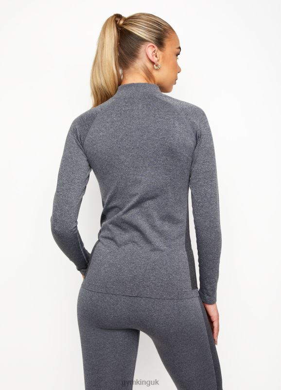Gym King Energy 1/4 Zip Funnel Mid Grey Marl Women Clothing J2PFB475