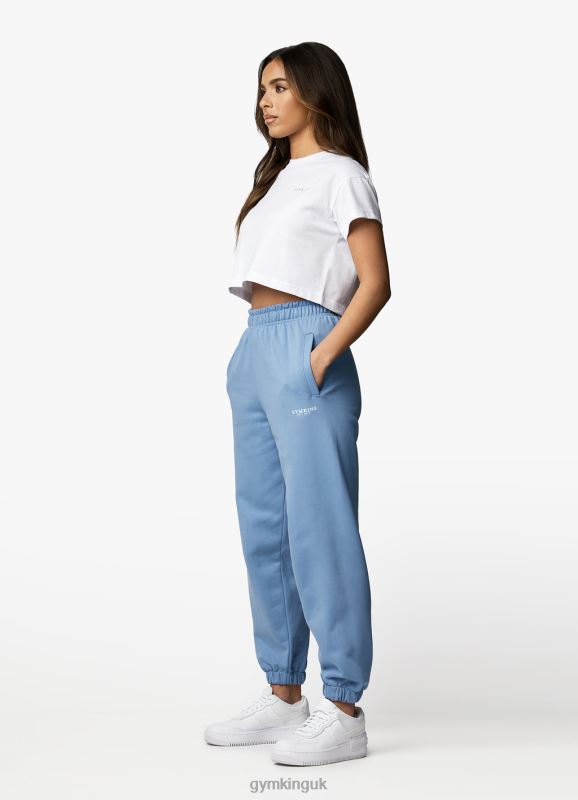 Gym King Established Cap Sleeve Tee White/Coastal Blue Women Clothing J2PFB412