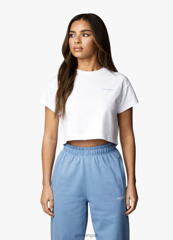 Gym King Established Cap Sleeve Tee White/Coastal Blue Women Clothing J2PFB412