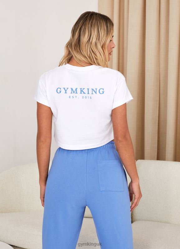 Gym King Established Cap Sleeve Tee White/Coastal Blue Women Clothing J2PFB412