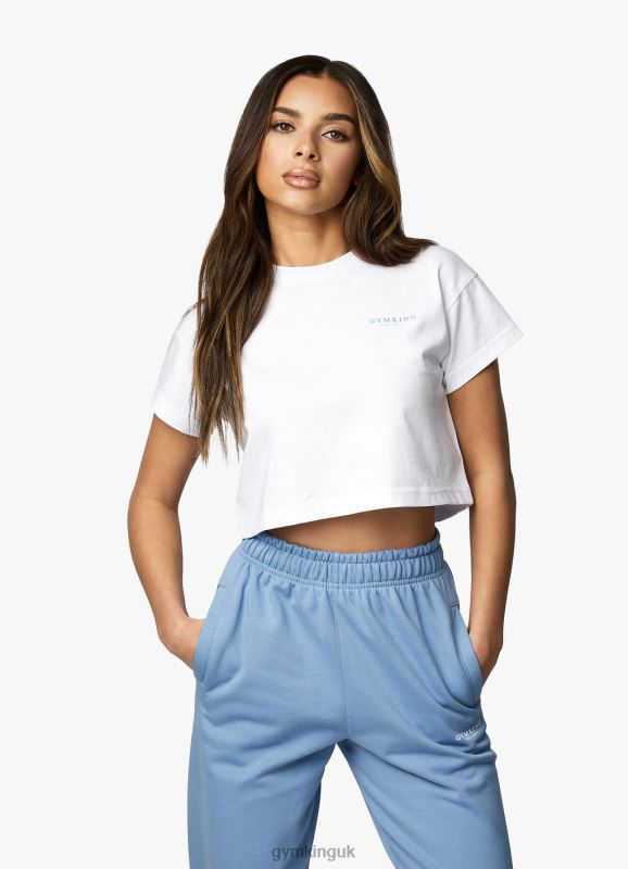Gym King Established Cap Sleeve Tee White/Coastal Blue Women Clothing J2PFB412