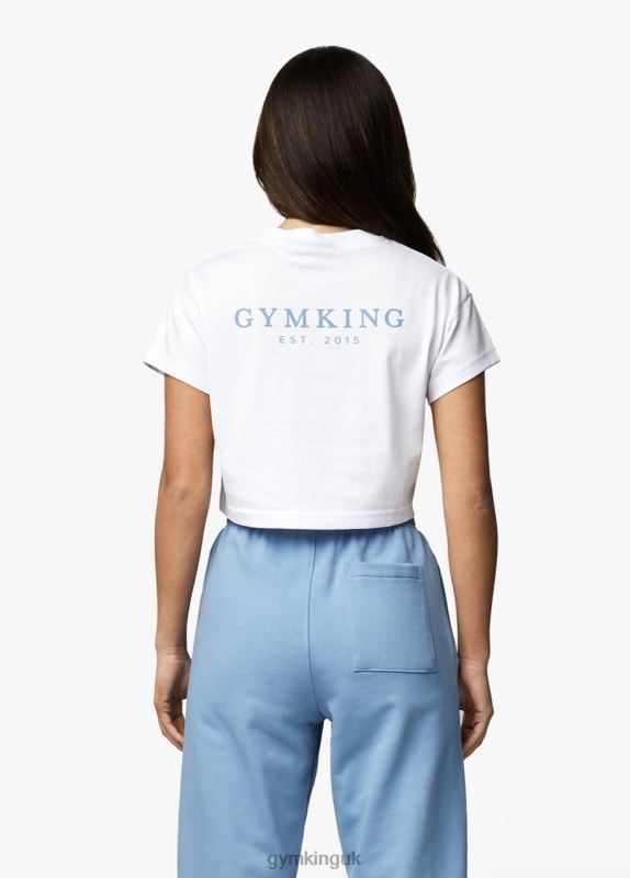 Gym King Established Cap Sleeve Tee White/Coastal Blue Women Clothing J2PFB412