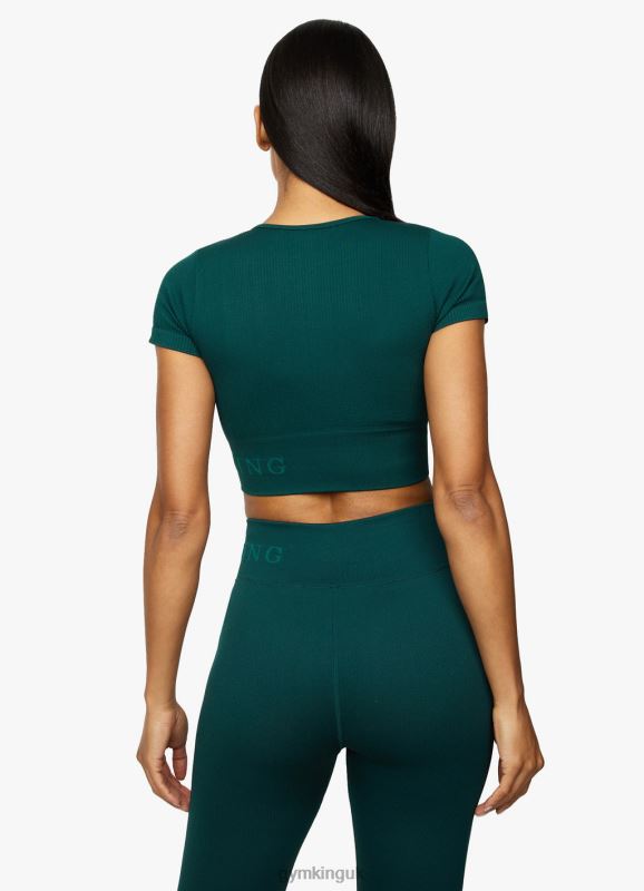 Gym King Formation Rib Short Sleeve Crop Pine Green Women Clothing J2PFB470