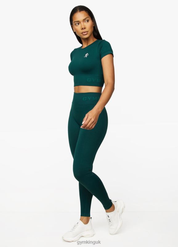 Gym King Formation Rib Short Sleeve Crop Pine Green Women Clothing J2PFB470